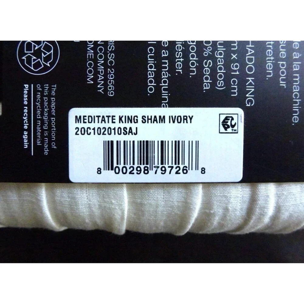 Donna Karan Luxury Meditate King Pillow Sham Shams Ivory Set Of 2 Linen Silk